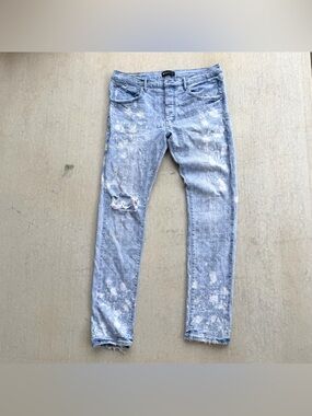 Purple Brand Jeans 3D Embossed Monogram Print Size 38 Slim  Style P001